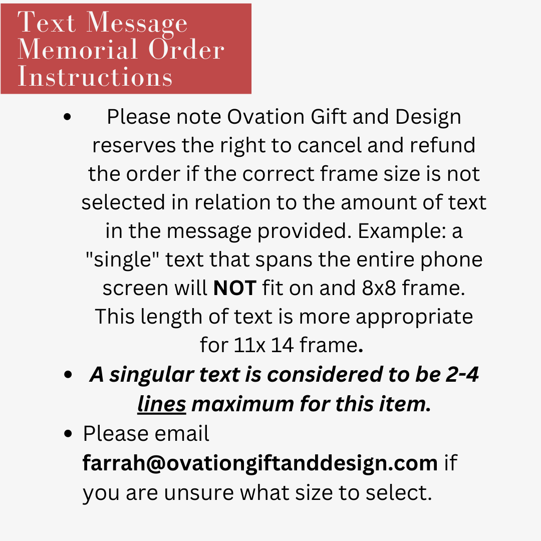Text Message Memorial Frame