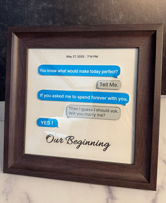 Conversation Frame™ | Custom Text Message Keepsake | Walnut Frame + Layered Acrylic