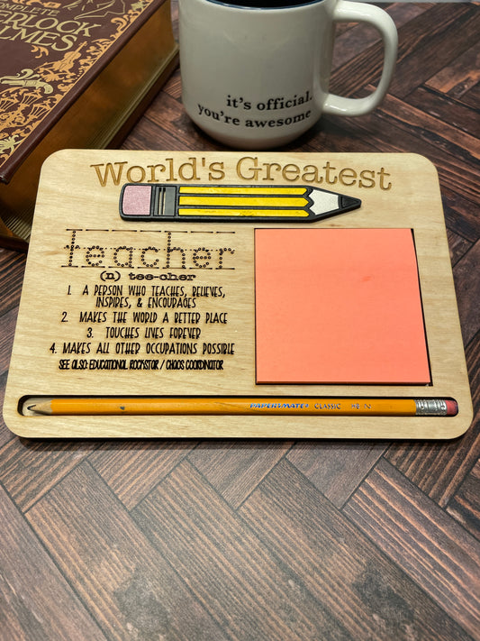 World's Greatest Teacher Sticky Note Holder