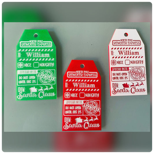 Personalized Gift Tags for holiday, Christmas Stocking Tags, custom name tags for gifts, gift tags for kids, holiday tags, acrylic tags